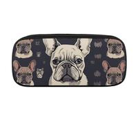 VFMKT Leather Pencil Bag Waterproof Cute Pen Case Travel Cosmetic Makeup Bag Organizer Pen Holder for Men Women,I Love French Bulldog