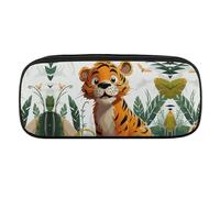 VFMKT Leather Pencil Bag Waterproof Cute Pen Case Travel Cosmetic Makeup Bag Organizer Pen Holder for Men Women,Cartoon Tiger