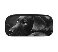VFMKT Leather Pencil Bag Waterproof Cute Pen Case Travel Cosmetic Makeup Bag Organizer Pen Holder for Men Women,Black Labrador Puppy