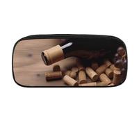 VFMKT Leather Pencil Bag Waterproof Cute Pen Case Travel Cosmetic Makeup Bag Organizer Pen Holder for Men Women,Wine Bottle Corks Grapes