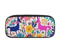 VFMKT Leather Pencil Bag Waterproof Cute Pen Case Travel Cosmetic Makeup Bag Organizer Pen Holder for Men Women,Mexican Otomi Animals