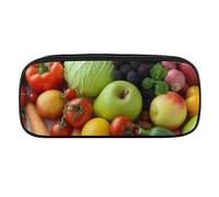 VFMKT Leather Pencil Bag Waterproof Cute Pen Case Travel Cosmetic Makeup Bag Organizer Pen Holder for Men Women,Fresh Fruits And Vegetables