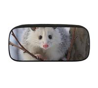VFMKT Leather Pencil Bag Waterproof Cute Pen Case Travel Cosmetic Makeup Bag Organizer Pen Holder for Men Women,Opossum In Snow