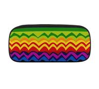 VFMKT Leather Pencil Bag Waterproof Cute Pen Case Travel Cosmetic Makeup Bag Organizer Pen Holder for Men Women,Gay Pride Rainbow Pattern