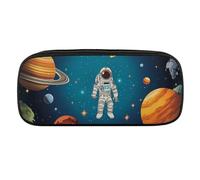 VFMKT Leather Pencil Bag Waterproof Cute Pen Case Travel Cosmetic Makeup Bag Organizer Pen Holder for Men Women,Outer Space Rocket Astronaut