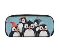 VFMKT Leather Pencil Bag Waterproof Cute Pen Case Travel Cosmetic Makeup Bag Organizer Pen Holder for Men Women,Cute Penguins
