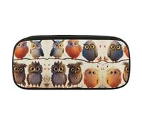VFMKT Leather Pencil Bag Waterproof Cute Pen Case Travel Cosmetic Makeup Bag Organizer Pen Holder for Men Women,Owls Birds