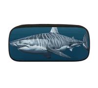 VFMKT Leather Pencil Bag Waterproof Cute Pen Case Travel Cosmetic Makeup Bag Organizer Pen Holder for Men Women,Great White Shark