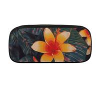 VFMKT Leather Pencil Bag Waterproof Cute Pen Case Travel Cosmetic Makeup Bag Organizer Pen Holder for Men Women,Hawaii Tropical Flower