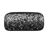 VFMKT Leather Pencil Bag Waterproof Cute Pen Case Travel Cosmetic Makeup Bag Organizer Pen Holder for Men Women,Black White Glitter