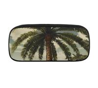 VFMKT Leather Pencil Bag Waterproof Cute Pen Case Travel Cosmetic Makeup Bag Organizer Pen Holder for Men Women,Palm Tree Tropical