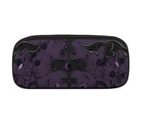 VFMKT Leather Pencil Bag Waterproof Cute Pen Case Travel Cosmetic Makeup Bag Organizer Pen Holder for Men Women,Purple Black Goth Spooky