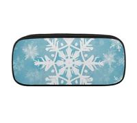 VFMKT Leather Pencil Bag Waterproof Cute Pen Case Travel Cosmetic Makeup Bag Organizer Pen Holder for Men Women,Winter Snowflake