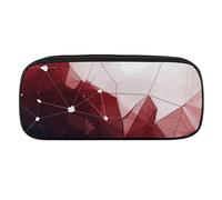 VFMKT Leather Pencil Bag Waterproof Cute Pen Case Travel Cosmetic Makeup Bag Organizer Pen Holder for Men Women,Red White And Lines