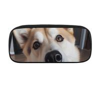 VFMKT Leather Pencil Bag Waterproof Cute Pen Case Travel Cosmetic Makeup Bag Organizer Pen Holder for Men Women,Animal Dog Photo