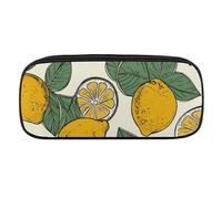 VFMKT Leather Pencil Bag Waterproof Cute Pen Case Travel Cosmetic Makeup Bag Organizer Pen Holder for Men Women,Lemon Fruit Pattern