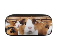 VFMKT Leather Pencil Bag Waterproof Cute Pen Case Travel Cosmetic Makeup Bag Organizer Pen Holder for Men Women,Guinea Pigs