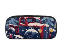 VFMKT Leather Pencil Bag Waterproof Cute Pen Case Travel Cosmetic Makeup Bag Organizer Pen Holder for Men Women,Truck in Snow