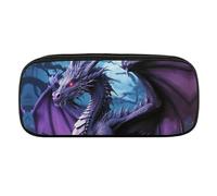 VFMKT Leather Pencil Bag Waterproof Cute Pen Case Travel Cosmetic Makeup Bag Organizer Pen Holder for Men Women,Purple Dragon Purple Moon