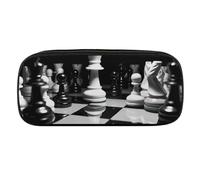 VFMKT Leather Pencil Bag Waterproof Cute Pen Case Travel Cosmetic Makeup Bag Organizer Pen Holder for Men Women,Black And White Chess
