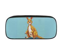 VFMKT Leather Pencil Bag Waterproof Cute Pen Case Travel Cosmetic Makeup Bag Organizer Pen Holder for Men Women,Funny Cartoon Kangaroo Zoo