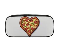 VFMKT Leather Pencil Bag Waterproof Cute Pen Case Travel Cosmetic Makeup Bag Organizer Pen Holder for Men Women,I Love Pizza Heart