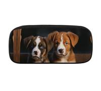 VFMKT Leather Pencil Bag Waterproof Cute Pen Case Travel Cosmetic Makeup Bag Organizer Pen Holder for Men Women,Puppies Dogs Pets Animals