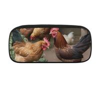 VFMKT Leather Pencil Bag Waterproof Cute Pen Case Travel Cosmetic Makeup Bag Organizer Pen Holder for Men Women,Farm Chickens