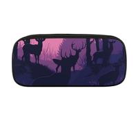 VFMKT Leather Pencil Bag Waterproof Cute Pen Case Travel Cosmetic Makeup Bag Organizer Pen Holder for Men Women,Deer Silhouette