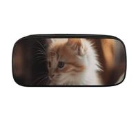 VFMKT Leather Pencil Bag Waterproof Cute Pen Case Travel Cosmetic Makeup Bag Organizer Pen Holder for Men Women,Soft And Cute Cat