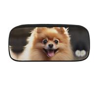 VFMKT Leather Pencil Bag Waterproof Cute Pen Case Travel Cosmetic Makeup Bag Organizer Pen Holder for Men Women,Pomeranian Dog