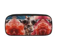 VFMKT Leather Pencil Bag Waterproof Cute Pen Case Travel Cosmetic Makeup Bag Organizer Pen Holder for Men Women,Giraffe Wearing Sunglasses