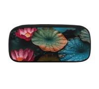 VFMKT Leather Pencil Bag Waterproof Cute Pen Case Travel Cosmetic Makeup Bag Organizer Pen Holder for Men Women,Colorful Flower Leaves