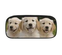 VFMKT Leather Pencil Bag Waterproof Cute Pen Case Travel Cosmetic Makeup Bag Organizer Pen Holder for Men Women,Golden Retriever Puppies