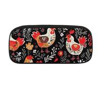 VFMKT Leather Pencil Bag Waterproof Cute Pen Case Travel Cosmetic Makeup Bag Organizer Pen Holder for Men Women,Cute Rooster Chickens