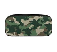 VFMKT Leather Pencil Bag Waterproof Cute Pen Case Travel Cosmetic Makeup Bag Organizer Pen Holder for Men Women,Camouflage Green