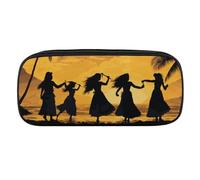 VFMKT Leather Pencil Bag Waterproof Cute Pen Case Travel Cosmetic Makeup Bag Organizer Pen Holder for Men Women,Five Silhouettes of Hawaiian Dance