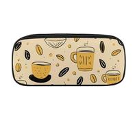 VFMKT Leather Pencil Bag Waterproof Cute Pen Case Travel Cosmetic Makeup Bag Organizer Pen Holder for Men Women,Coffee Pattern