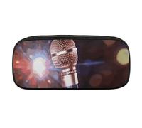 VFMKT Leather Pencil Bag Waterproof Cute Pen Case Travel Cosmetic Makeup Bag Organizer Pen Holder for Men Women,Karaoke Microphone