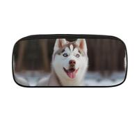 VFMKT Leather Pencil Bag Waterproof Cute Pen Case Travel Cosmetic Makeup Bag Organizer Pen Holder for Men Women,Husky Piquant Dog