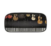 VFMKT Leather Pencil Bag Waterproof Cute Pen Case Travel Cosmetic Makeup Bag Organizer Pen Holder for Men Women,Guitar Piano Pattern