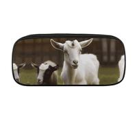 VFMKT Leather Pencil Bag Waterproof Cute Pen Case Travel Cosmetic Makeup Bag Organizer Pen Holder for Men Women,Cute Goat