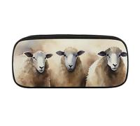 VFMKT Leather Pencil Bag Waterproof Cute Pen Case Travel Cosmetic Makeup Bag Organizer Pen Holder for Men Women,Sheeps Watercolor