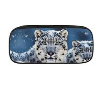 VFMKT Leather Pencil Bag Waterproof Cute Pen Case Travel Cosmetic Makeup Bag Organizer Pen Holder for Men Women,Blue Eyed Snow Leopard