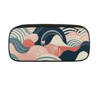 VFMKT Leather Pencil Bag Waterproof Cute Pen Case Travel Cosmetic Makeup Bag Organizer Pen Holder for Men Women,Abstract Line Drawing