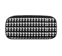 VFMKT Leather Pencil Bag Waterproof Cute Pen Case Travel Cosmetic Makeup Bag Organizer Pen Holder for Men Women,Houndstooth Black