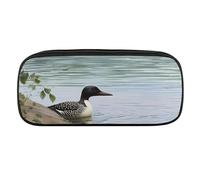 VFMKT Leather Pencil Bag Waterproof Cute Pen Case Travel Cosmetic Makeup Bag Organizer Pen Holder for Men Women,Loon Nature Birds