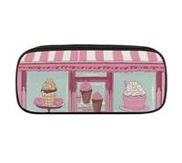 VFMKT Leather Pencil Bag Waterproof Cute Pen Case Travel Cosmetic Makeup Bag Organizer Pen Holder for Men Women,Ice Cream Store