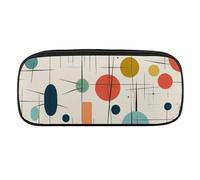 VFMKT Leather Pencil Bag Waterproof Cute Pen Case Travel Cosmetic Makeup Bag Organizer Pen Holder for Men Women,Modern Mid Century