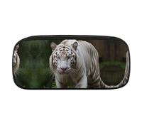 VFMKT Leather Pencil Bag Waterproof Cute Pen Case Travel Cosmetic Makeup Bag Organizer Pen Holder for Men Women,Majestic White Bengal Tiger